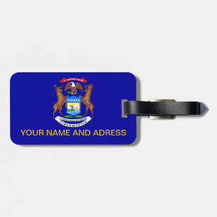 Luggage Tag with Flag of Michigan, USA