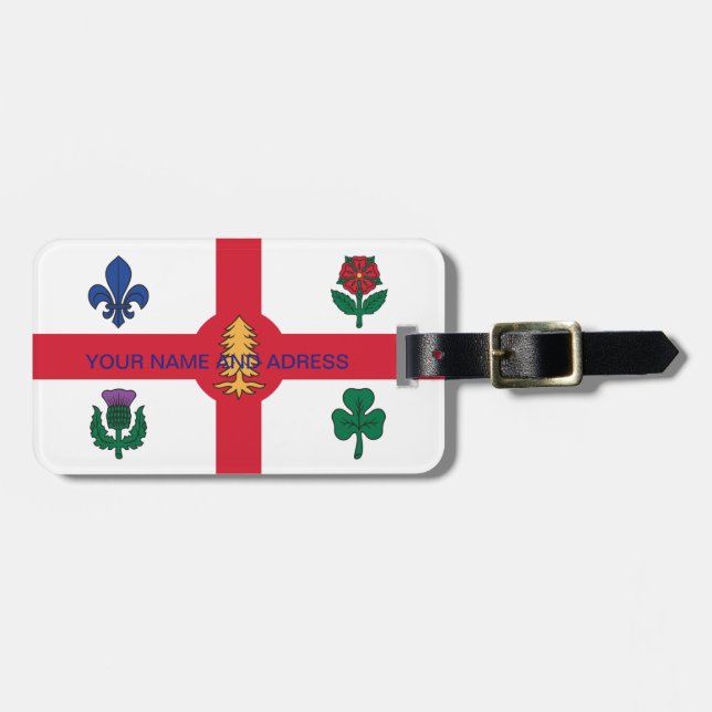 Luggage Tag with Flag of Montreal, Canada (Front Horizontal)