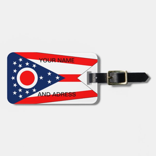 Luggage Tag with Flag of Ohio, USA (Front Horizontal)