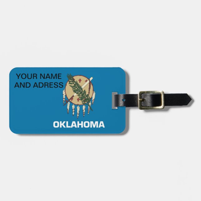 Luggage Tag with Flag of Oklahoma, USA (Front Horizontal)