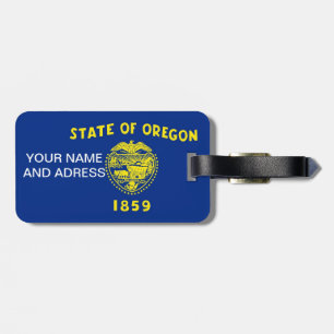 Luggage Tag with Flag of Oregon, USA