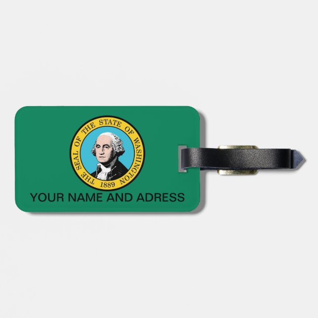 Luggage Tag with Flag of Washington State, USA (Back Horizontal)
