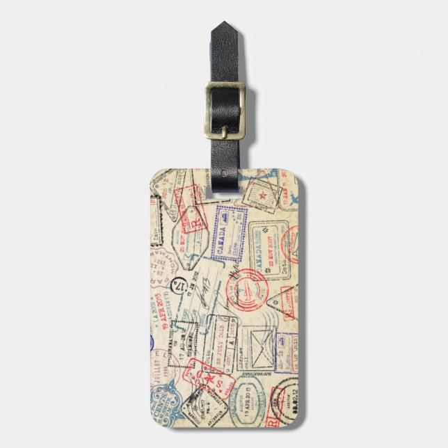 Luggage Tag with Travel Stamps (Front Vertical)