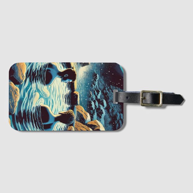 Luggage Tag - Young men in onsen (Front Horizontal)