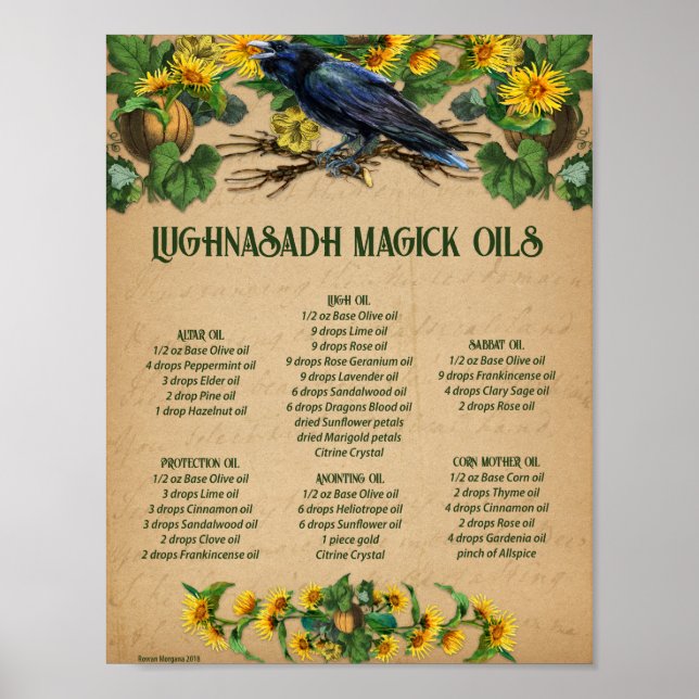 LUGHNASADH MAGICK OILS Recipes Poster (Front)