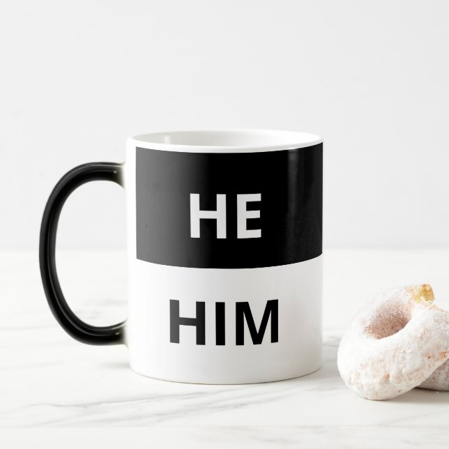 Lui/Lui Pronononounes Mug de Morphage noir et blan (Avec donut)