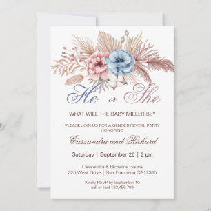 Lui ou Elle Boho Genre Revela Party Invitation