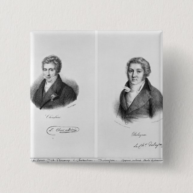 Luigi Cherubini  and Nicolas Marie Dalayrac 2 Inch Square Button (Front)