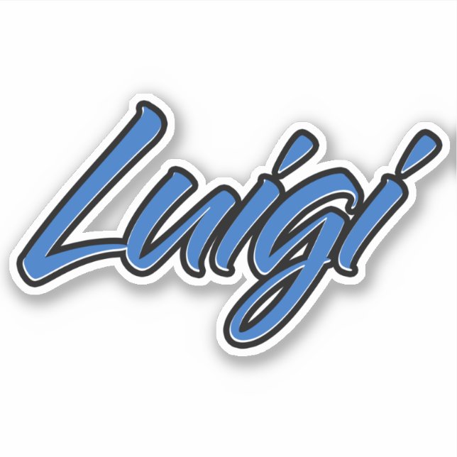 Luigi name blue sticker Sticker Sticker Sticker (Front)