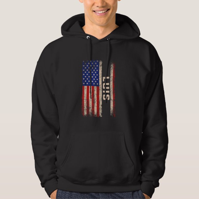 Luis First Name Shirt Luis Name American Flag (Front)
