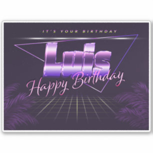 Luis Name Vorname lila retro Sticker Geburtstag