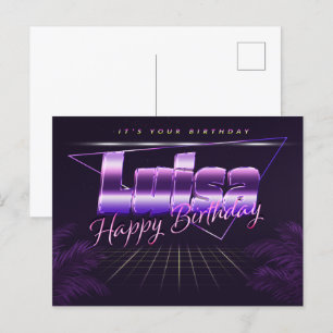 Luisa Nom prénom carte postale violette anniversai