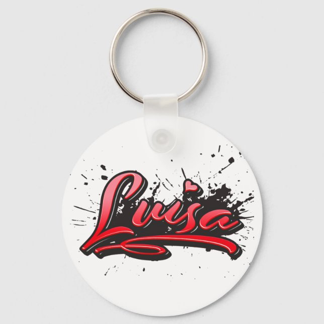 Luisa red Heart Graffiti Schlüsselanhänger Keychain (Front)