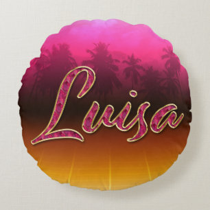 Luisa Vorname Name golden pink Kissen Round Pillow