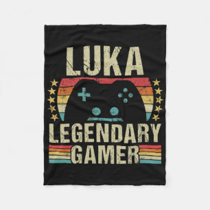 Luka Gamer Retro Gaming Vintage Game Personalized  Fleece Blanket