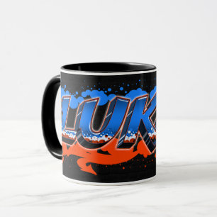 Lukas first name name Graffiti blue orange cup