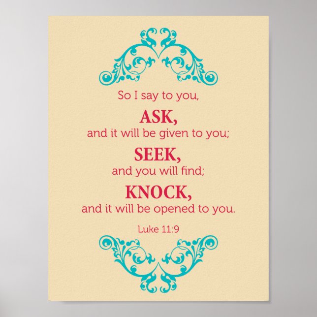 Luke 11:9 So I say to you.. Poster (Front)