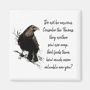 Luke 12:22-24 Do not be Anxious Raven's Quote Magnet