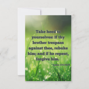 Luke 17:3 KJV Bible Scripture Pic Greeting Card