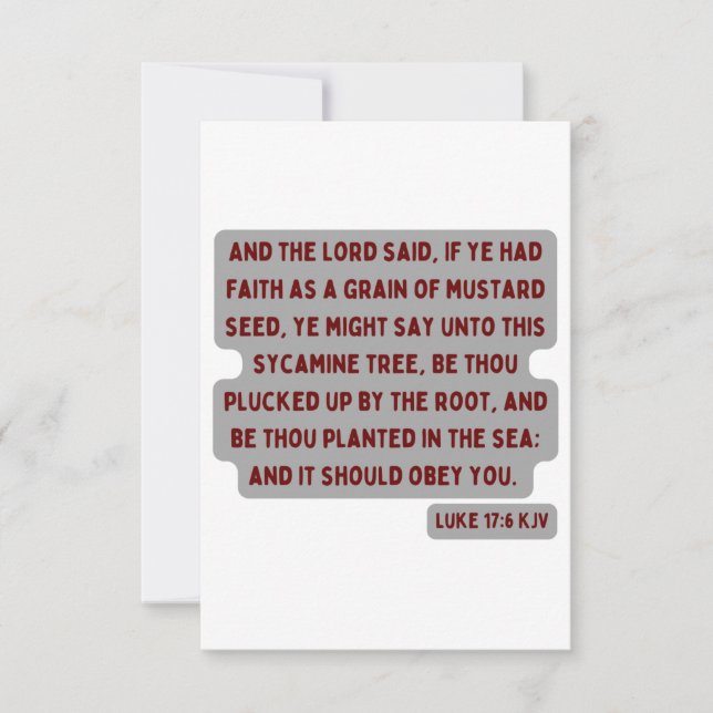 Luke 17:6 KJV Bible Scripture Greeting Card (Front)