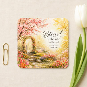 Luke 1:45 Blessed Garden Path  Square Sticker