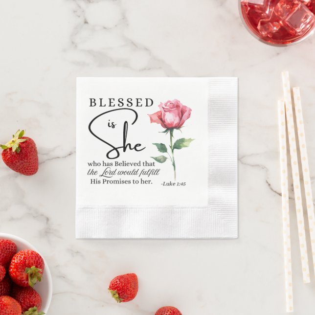 Luke 1:45 Blessed is She Rose Flower Napkin (Insitu)