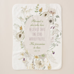 Luke 1:45 Blessed is She Wildflower Sherpa Blanket