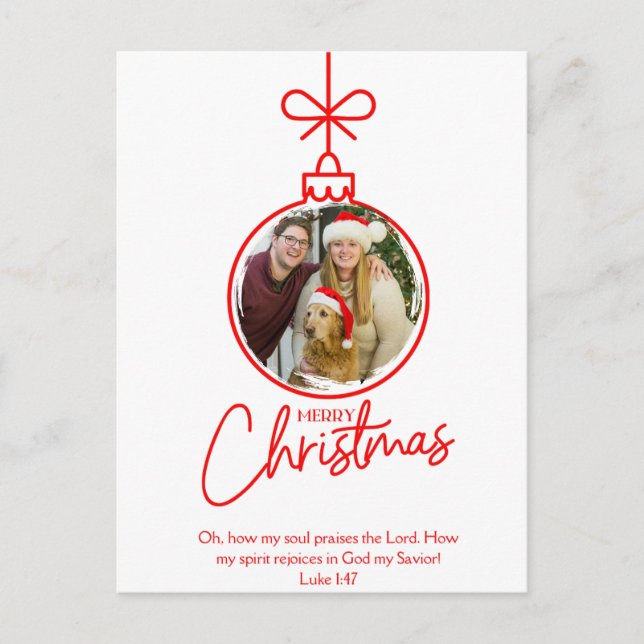 Luke 1:47 Christian Christmas Postcard Invitation  (Front)