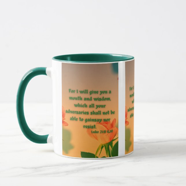 Luke 21:15 KJV Bible Verse Pic Two-Tone Mug (Left)