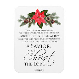 Luke 2:10-11 Good Tidings Poinsettia Christmas Magnet