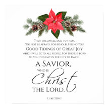 Luke 2:10-11 Good Tidings Poinsettia Christmas