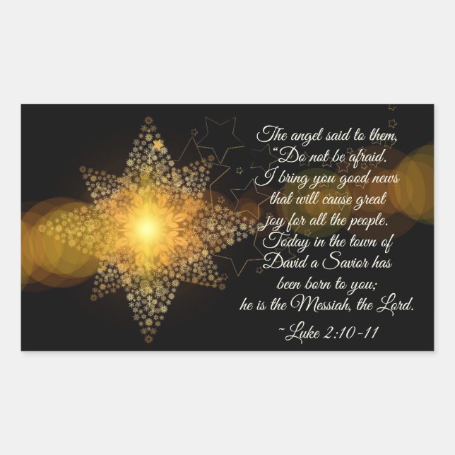 Luke 2 10-11 I bring you good news, Christmas Star Sticker (Front)