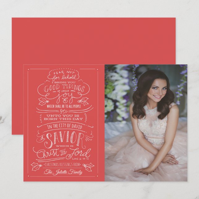 Luke 2-10-11 Passage Christmas Greeting Card (Front/Back)