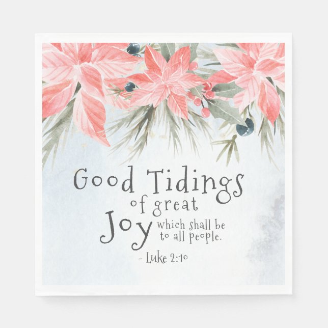Luke 2:10 Good tidings of great joy, Christmas Napkin (Front)