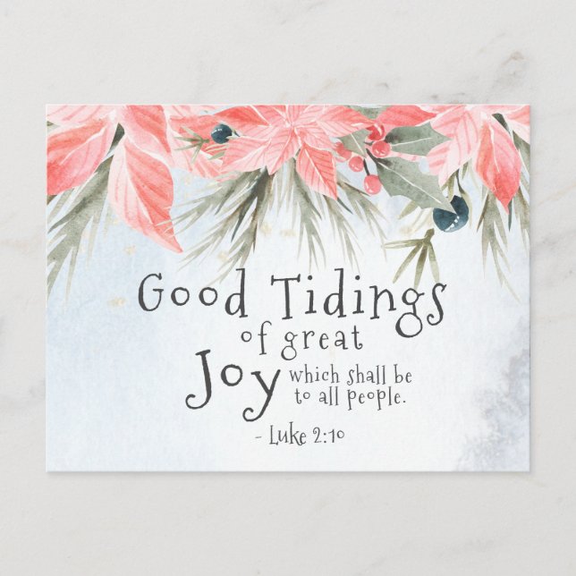 Luke 2:10 Good tidings of great joy, Christmas Postcard (Front)