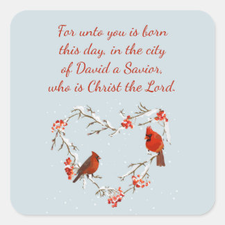 Luke 2:11 Scripture Christmas Bible Verse Square Sticker