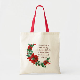Luke 2:11 Scripture for Christmas Bible Verse Tote Bag