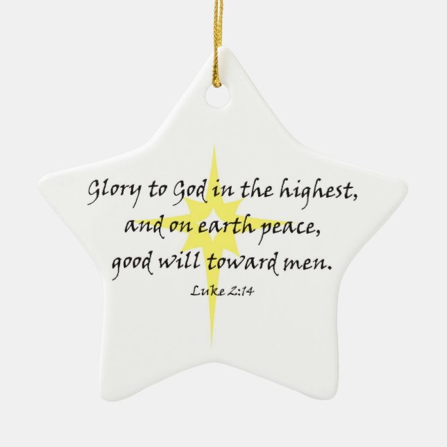 Luke 2:14 ceramic ornament (Front)