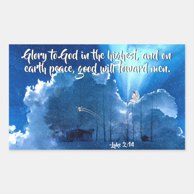 Luke 2:14 Glory to God, Christmas Nativity Sticker (Front)