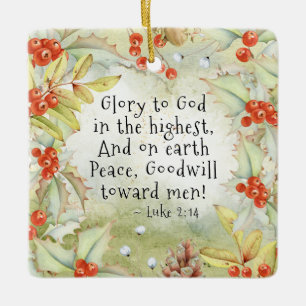 Luke 2 14 Glory to God in the Highest, Christmas Ceramic Ornament