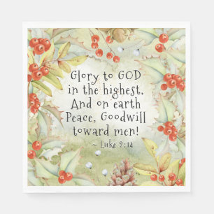 Luke 2 14 Glory to God in the Highest, Christmas Napkin
