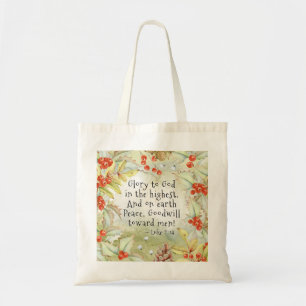 Luke 2 14 Glory to God in the Highest, Christmas Tote Bag