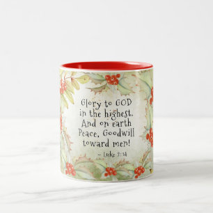 Luke 2 14 Glory to God in the Highest, Christmas Two-Tone Coffee Mug