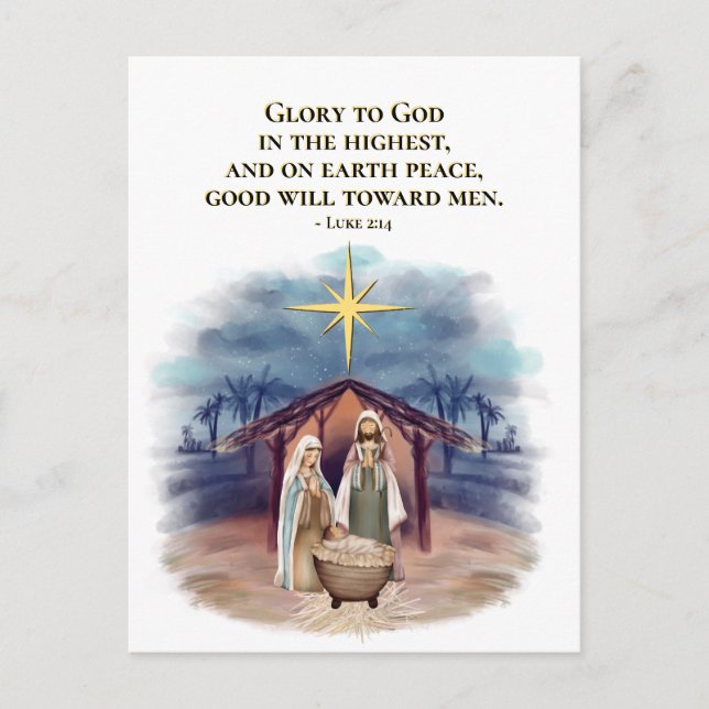 Luke 2:14 Glory to God Nativity Christmas Postcard (Front)