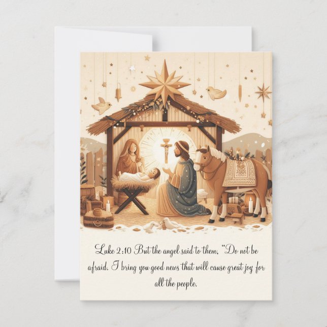 Luke 2 Manger Scene Flat Card (Write your own) (Front)