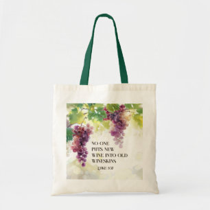 Luke 5:37 New Wine into Old Wineskins Bible Verse  Tote Bag