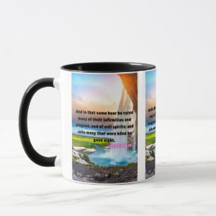 Luke 7:21 KJV Bible Verse Pic Two-Tone Mug