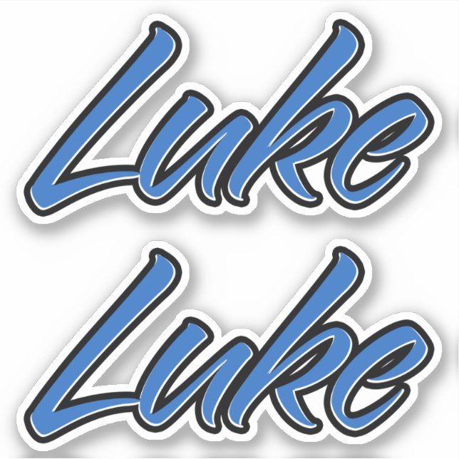 Luke Name Blue Stickers Sticker Set (Front)