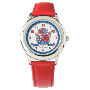 Luke name meaning letter L crest red blue bird Watch