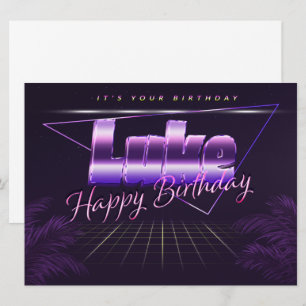 Luke Name Vorname lila retro Karte Geburtstag Card